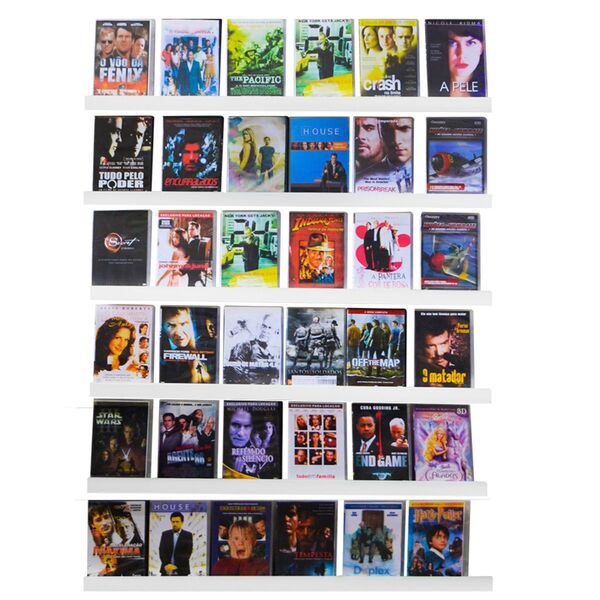 Prateleira Para Cds Dvds Blu-ray Mdf Branco 6 Peças 90cm