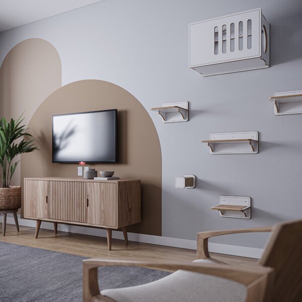 Prateleira Para Gatos 100% Mdf 32x 22x 30 Cm Fredy Branco