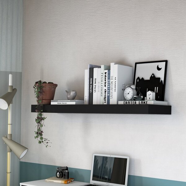 Prateleira Para Livros 90cm Em Tamburato Suporte Invisível De