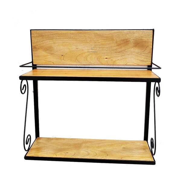 Prateleira Parede Dupla Suspensa Multiuso Ferro Madeira