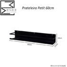 Prateleira Petit 60cm Cozinha Industrial Quarto Sala - Preto