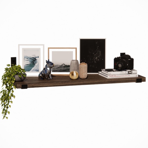 Prateleira Plantas 60x20 MDF Amadeirado Mão Francesa Invertida