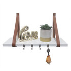 Prateleira Porta Chaves Com Alça E Ganchos Em Mdf  40x15cm