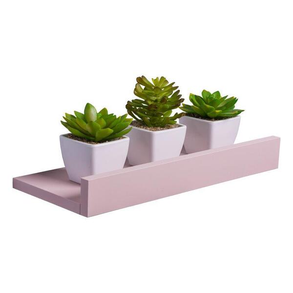 Prateleira Porta Quadros 30 X 10cm Rosa Claro Suporte Invisív