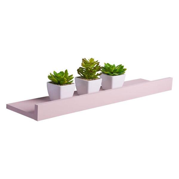 Prateleira Porta Quadros 70 X 10cm Rosa Claro Suporte Invisív