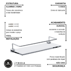 Prateleira Proteção Porta Shampoo Suporte Vidro Para Banheiro