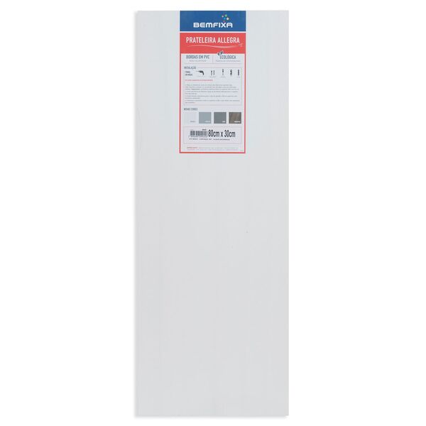 Prateleira Retangular Padrão Bemfixa Branco 80x30cm - 86025