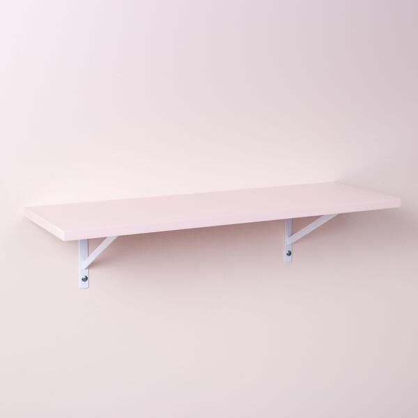 Prateleira Rosa Bebe 60x20cm Com Suporte Mão Francesa