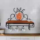 Prateleira Rústica Café Estilizada Bule Laranja