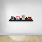 Prateleira Simples 90x15cm Em Mdf Com Suporte - Preto