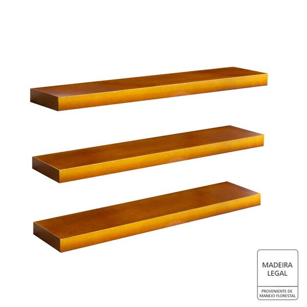 Prateleira Small Madeira Imbuia 15x70cm + Suporte Invisível