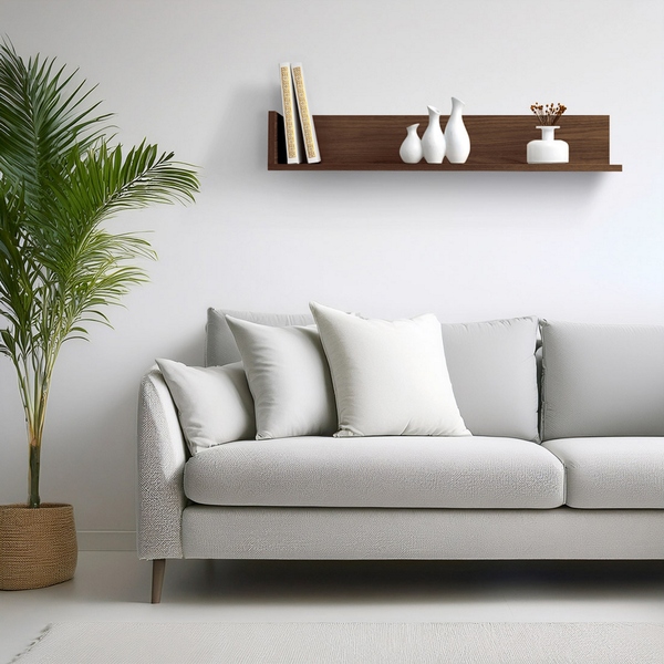 Prateleira Suporte Invisível Retangular 25x80cm Nogueira MDP Bemfixa