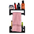 Prateleira Suporte Para Banheiro Lavabo Preta 2 Peça