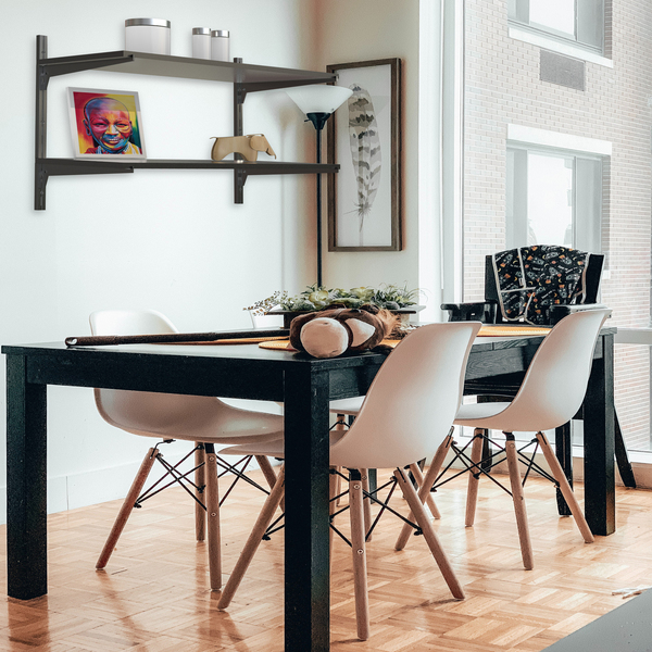 Prateleira Suspensa Suporte Visível MDP e Aço Carbono Preto 1,5x60x30cm Industrial Brasforma