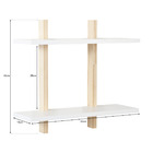 Prateleira Suspensa Dupla Com Suporte Pinus E Mdf Branco