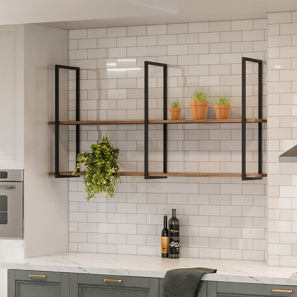 Prateleira Suspensa Industrial Stela 136cm Demolição Preto Bn