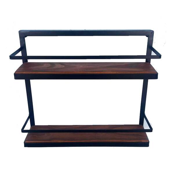 Prateleira Suspensa Parede Dupla Cozinha Multiuso Ferro Madei