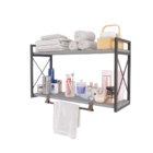 Prateleira Suspensa Parede Industrial Porta Toalha - Cinza