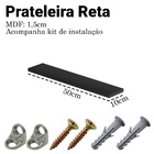Prateleira Suspensa Simples Reta Sala Quarto Mdf 50x10 Preto