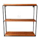 Prateleira Tripla Ferro E Madeira Suporte De Parede Multiuso