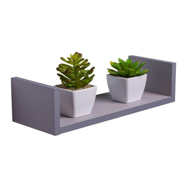 Prateleira U 40 X 10cm Cinza Claro Suporte Invisível