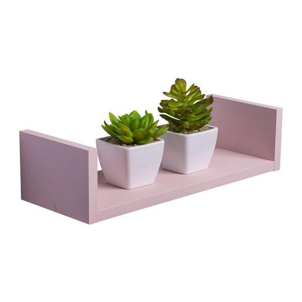 Prateleira U 50 X 10cm Rosa Claro Suporte Invisível