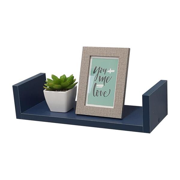 Prateleira U 50 X 15cm Azul Suporte Invisível