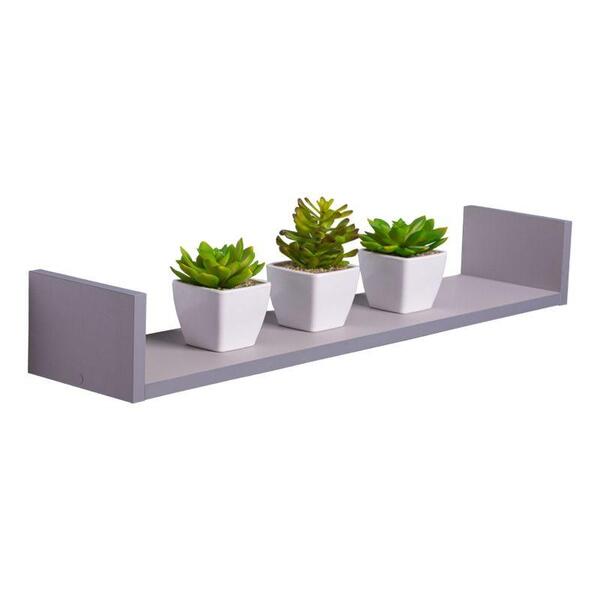 Prateleira U 60 X 10cm Cinza Claro Suporte Invisível