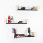 Prateleira U Pinus E Mdf Preto 50cm Suporte Invisível Parede