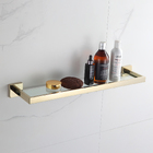 Prateleira Vidro Parede De Banheiro Porta Shampoo Dourado