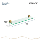 Prateleira Vidro Vercci Dourado Escovado