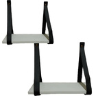 Prateleiras Mdf Branca Com Alça De Couro Conj. 2 Peças 40 E 3