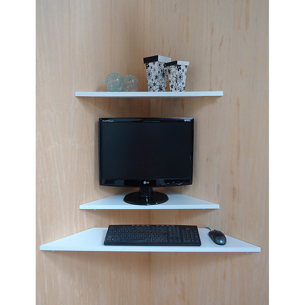 Prateleiras Suporte De Canto Para Monitor E Teclado Branco