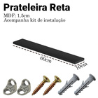 Prateleiras Suspensas Reta Lisa Quarto Sala Mdf 60x10 Preto