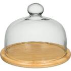 Prato Bolo Boleira Redondo Home&co Tampa Vidro Bambu 15x20x20