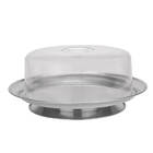 Prato Bolo Boleira Tampa Acrílica Com Base De Aço Inox 32cm