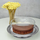 Prato Bolo Boleira Tampa Acrílica Com Base De Aço Inox 32cm