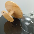 Prato Bolo Com Pé 27x26x26cm Bambu Natural Tampa Vidro
