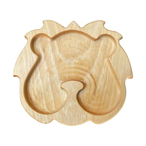 Prato De Alimentação Infantil Leão Em Madeira