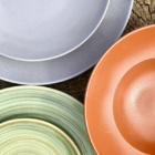 Prato De Porcelana Redondo Fundo Sem Borda Shale Cinza Rak Po