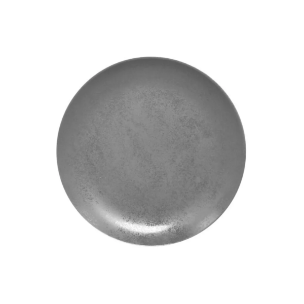 Prato De Porcelana Redondo Raso 27cm Sem Borda Shale Cinza Ra
