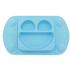 Prato De Silicone Portatil Para Bebe Azul 32x17cm