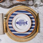 Prato De Sobremesa Copa E Cia Aquarelle Em Cerâmica -marinho