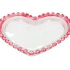 Prato De Sobremesa Cristal Coração Borda Rosa 18 Cm - Lyor