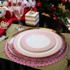 Prato De Sobremesa Em Cerâmica Com Detalhe De Arabesco Rosa E