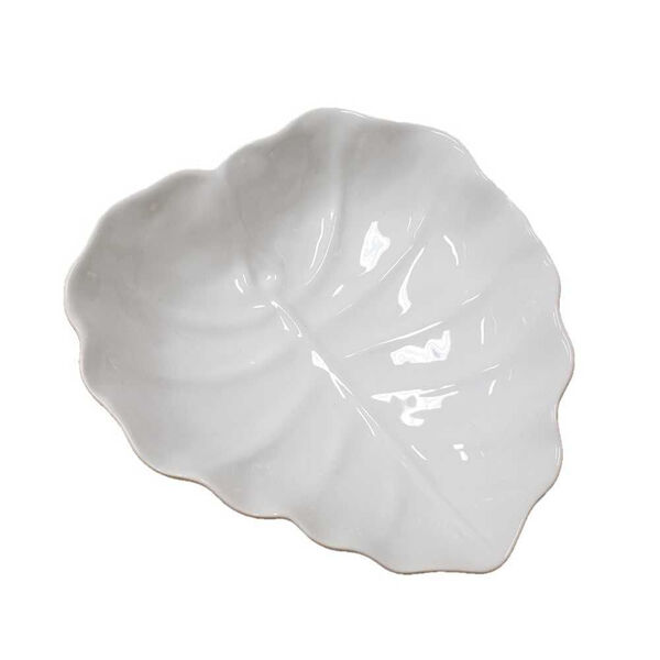 Prato Decorativo De Ceramica Banana Leaf Branco 4507 Lyor
