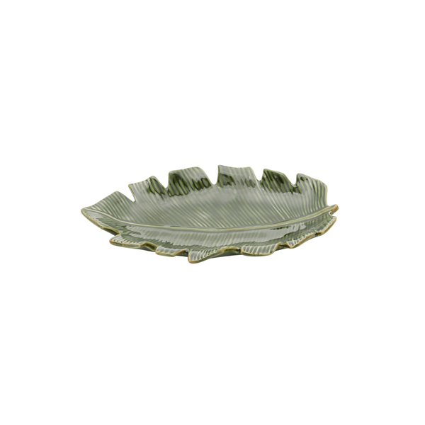 Prato Decorativo De Ceramica Banana Leaf Verde 4335 Lyor