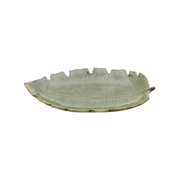 Prato Decorativo De Ceramica Banana Leaf Verde 4336 Lyor