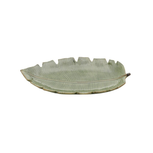 Prato Decorativo De Ceramica Banana Leaf Verde 4336 Lyor