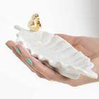 Prato Decorativo De Porcelana Em Formato Folha Qe0007 St2158